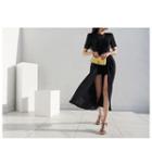 Slit-front Skirt Layered Playsuit
