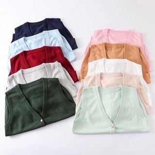 Embroidered Button-front Knit Vest