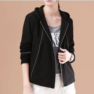 Contrast Stitching Hooded Jacket