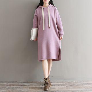 Side-slit Midi Hoodie Dress
