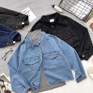 Loose-fit Stand-collar Denim Jacket