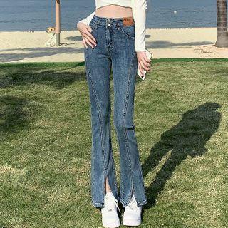 Washed Slit Bootcut Jeans (various Designs)