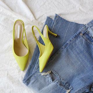 Pointy-toe Colored Slingback Stilettos