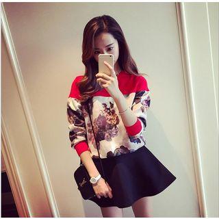 Floral Print Panel Pullover