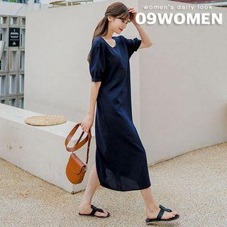 Plus Size Tie-back Long Linen Dress