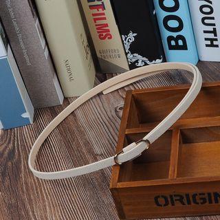 Faux Leather Slim Belt Light Almond - 107cm