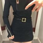 Buckle Detail A-line Skirt
