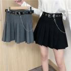Set: Pleated Mini Skirt + Grommet Belt
