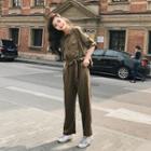 Tie-waist Short-sleeve Jumpsuit