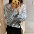 Long-sleeve Striped Tee As Shown In Figure - One Size