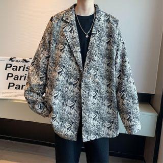 Retro Pattern Oversized Blazer