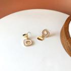 Asymmetrical Geometry Drop Earring 1 Pair - 925 Silver Needle - Gold - One Size