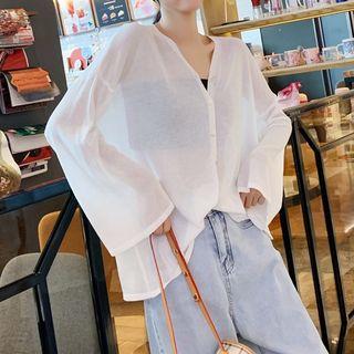 Plain V-neck Oversize Cardigan