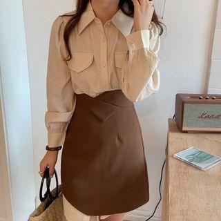 Long Sleeve Blouse / Asymmetrical Mini Skirt (various Designs)
