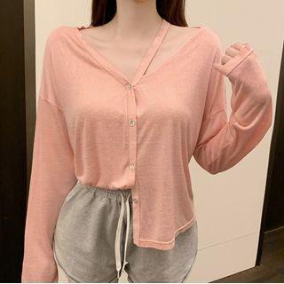 Long-sleeve Button-up Top / Drawstring Shorts