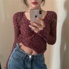 Floral Long-sleeve Crop T-shirt