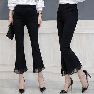 Boot-cut Tulle-panel Cropped Pants