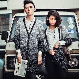 Gradient Long Couple Matching Knit Cardigan