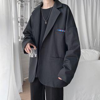 Embroidered One-button Blazer