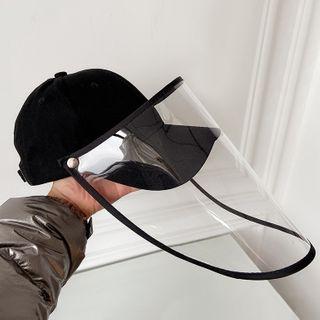 Baseball Cap With Face Shield Black - One Size