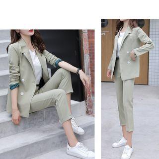 Set: Double Breasted Blazer + Capri Dress Pants