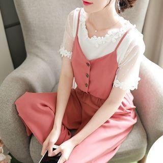 Button-up Spaghetti Srap Jumpsuit