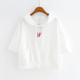 Elbow-sleeve Lettering Hoodie
