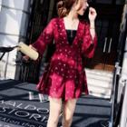 Printed V-neck Bell-sleeve Playsuit