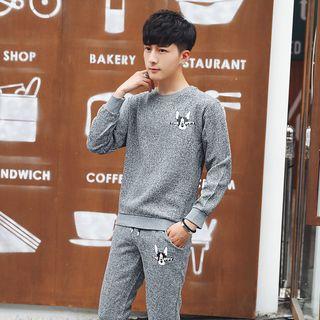 Set: Dog Print Sweatshirt + Sweatpants