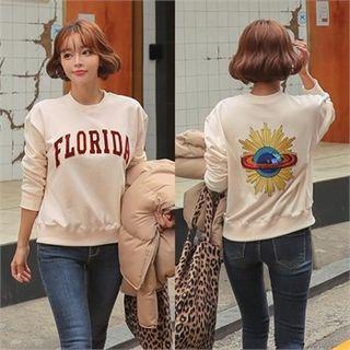 Sequined Letter Appliqu  Sweatshirt