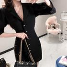 Balloon-sleeve Single-breasted Coatdress