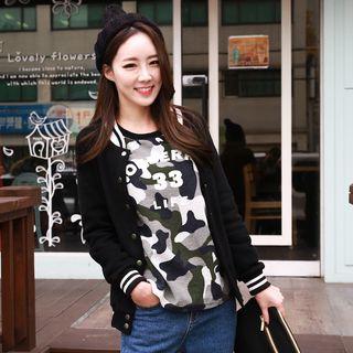 Camouflage Lettered Graphic Pullover
