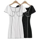 Short-sleeve Contrast Stitching Mini T-shirt Dress