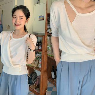 Asymmetric Wrap Knit Top