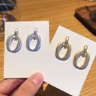 925 Sterling Silver Matte Oval Dangle Earring