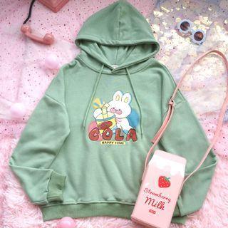 Rabbit Print Hooded Sweatshirt