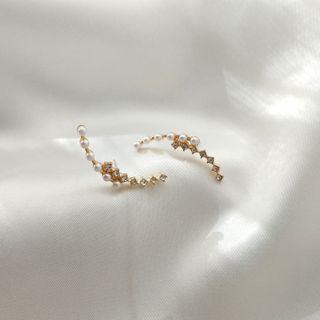 Faux Pearl Ear Climber Earring 925 Sterling Silver - As Shown In Figure - One Size
