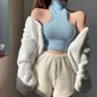 Choker-neck Knit Tube Top