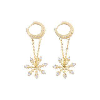 Snowflake Rhinestone Alloy Dangle Earring 1 Pair - Earring - Gold - One Size