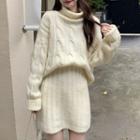 Turtleneck Sweater / Knit A-line Skirt