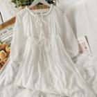 Tie-front Chiffon Midi Dress White - One Size