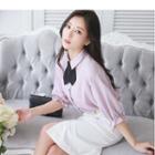 3/4-sleeve Bow Neck Blouse