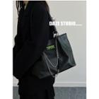 Chain Faux Leather Tote Bag Black - One Size