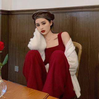 Strappy Wide Leg Jumpsuit Plain Cardigan