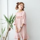 Letter Embroidered 3/4 Sleeve Dress