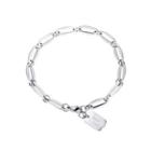 Fashion Simple Geometric Square Brand 316l Stainless Steel Bracelet Silver - One Size