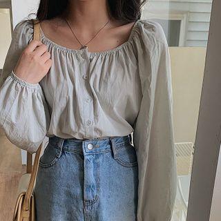Two-way Shirred Pastel Blouse