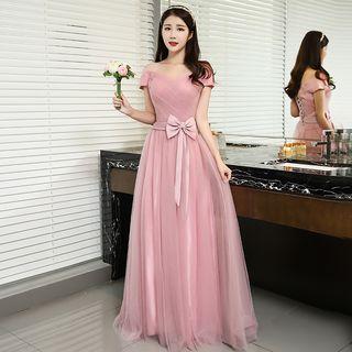Plain Bow Accent Bridesmaid Dress