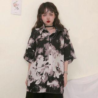 3/4-sleeve Tie Dye Shirt As Shown In Figure - One Size