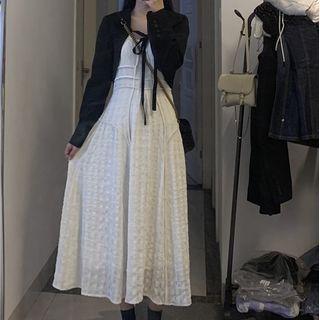 Spaghetti-strap Midi A-line Dress / Blazer